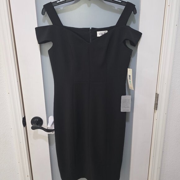 Eliza J Dresses & Skirts - Eliza J Black Off-Shoulder Sheath Dress 8P NWT Double Lined Classic Cocktail